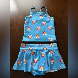 Hanna Andersson Rainbow Two-Piece Tankini 10 Ruffle Skirt Swimsuit Beach Pool
